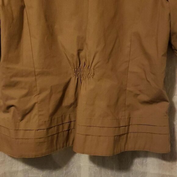 Coldwater Creek Beaded Safari Jacket Size 14 Light Open Front Tan Cotton NWT - Picture 9 of 12
